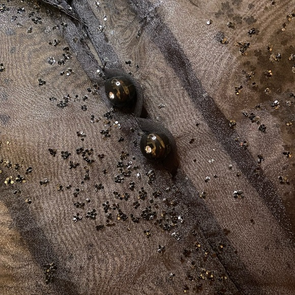 R & M Richards by Karen Kwong Sheer 3/4 Sleeves Glitter Party Jacket BLK SZ 10 - Picture 5 of 7